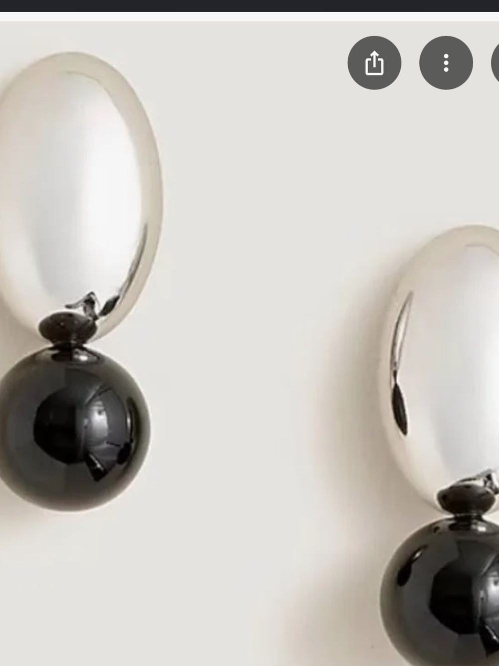 J. Crew Black and Silver Drop Pearl Disc Earrings - Picture 2 of 5